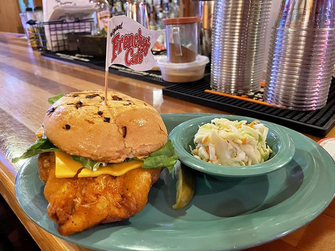 Holy mackerel! This Super Grouper sandwich isn't messing around. It's like the Avengers of seafood – powerful, perfectly assembled, and ready to save your hunger.