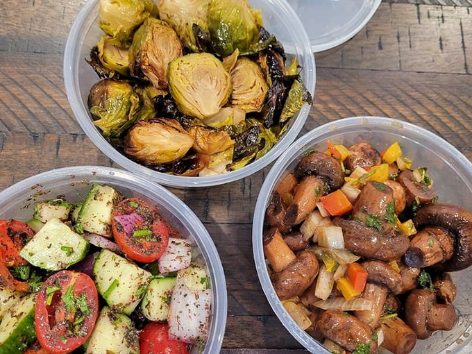 Veggie tales, deli style! These colorful sides are proof that not all heroes wear capes – some wear dressing. It's like a garden party in a to-go container.