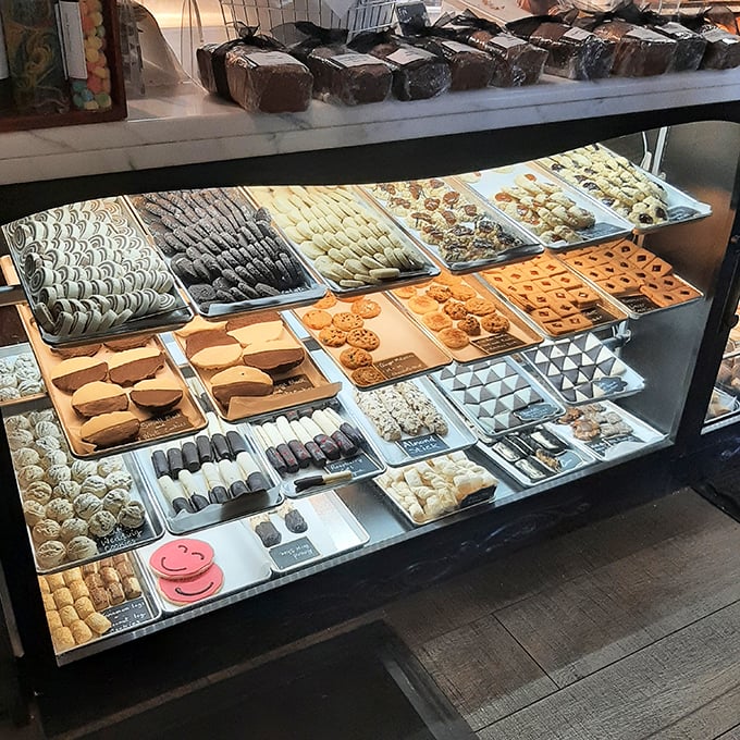 A feast for the eyes (and soon, the stomach)! This display case is like a jewelry store for food lovers. Forget diamonds – salami is this girl's best friend.