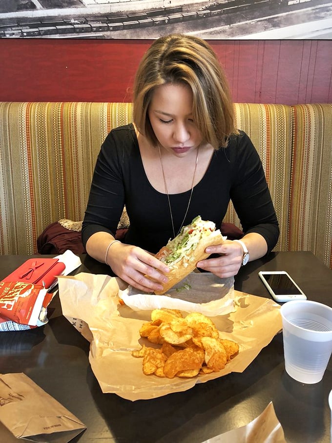 Caught in the act: a diner about to embark on a sandwich adventure. May the fork be with you!