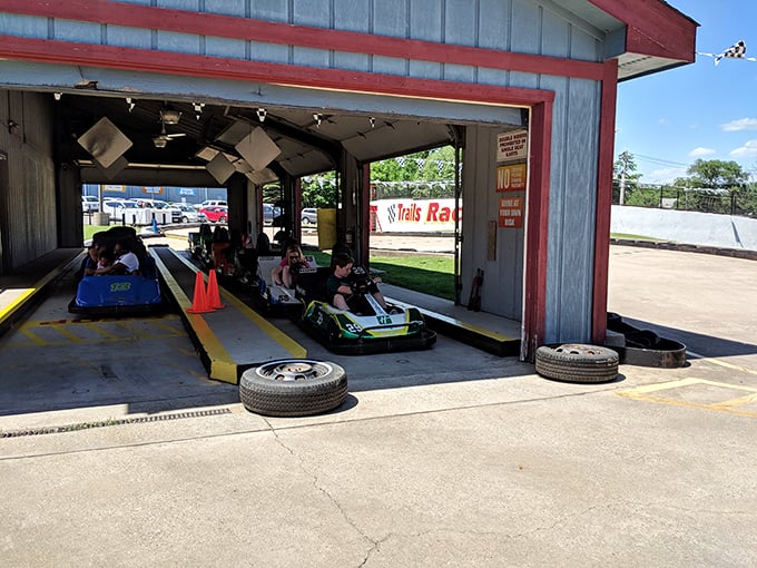 "Ready, set, ghost! These go-karts are primed for some phantasmal fun. It's like 'Fast and Furious' met 'Casper the Friendly Ghost' at a drive-in."