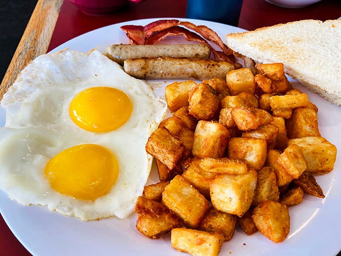 Eggs, bacon, and home fries, oh my! This classic breakfast plate is the Avengers of morning meals – a super team of flavors ready to save your day.