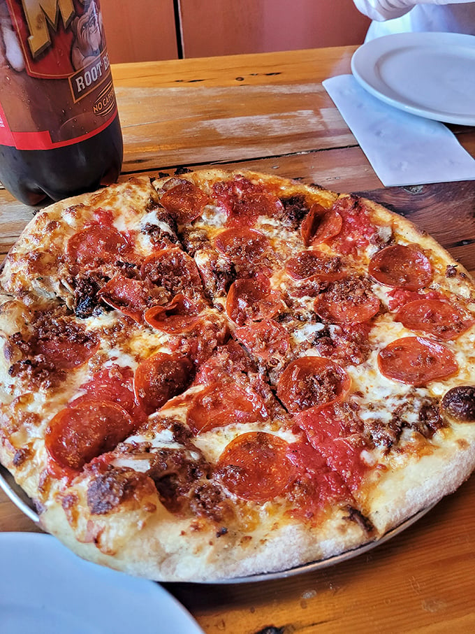 Pepperoni pizza perfection! This classic pie is like a warm hug from your Italian nonna, if your nonna was a hip Mainer with great taste in toppings.