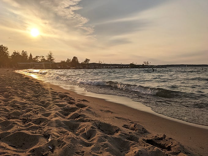 Golden hour goals! Clinch Park's beach at sunset is like Mother Nature's own masterpiece, no filter required.