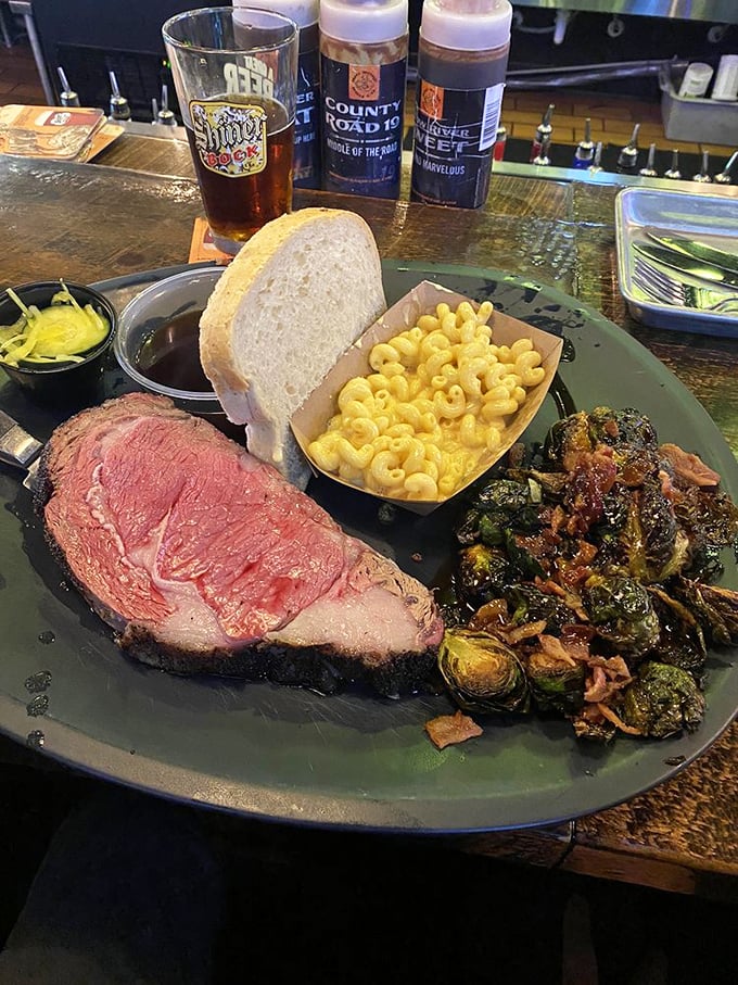 Prime rib perfection meets mac 'n' cheese magic! It's like the Avengers of comfort food assembled on one plate.