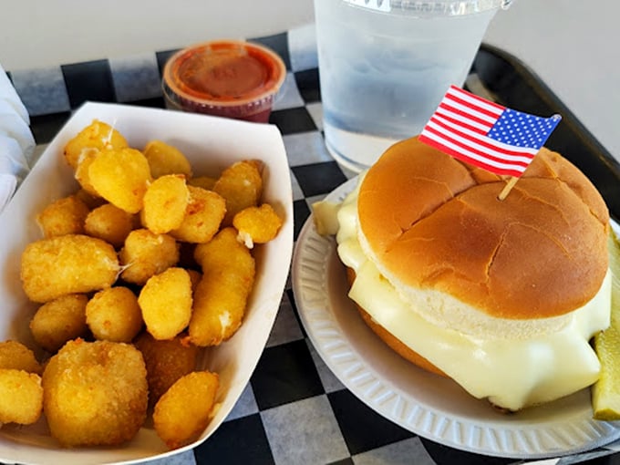 The all-American dream team: a burger and tater tots that'll make you stand for the national anthem... of flavor!