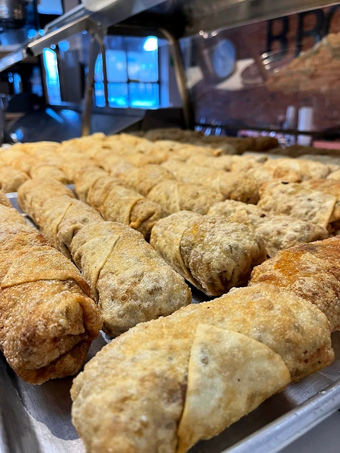 Behold, the pulled pork egg rolls! East meets West in a crispy, savory fusion that's got more layers than a Tennessee Williams play.