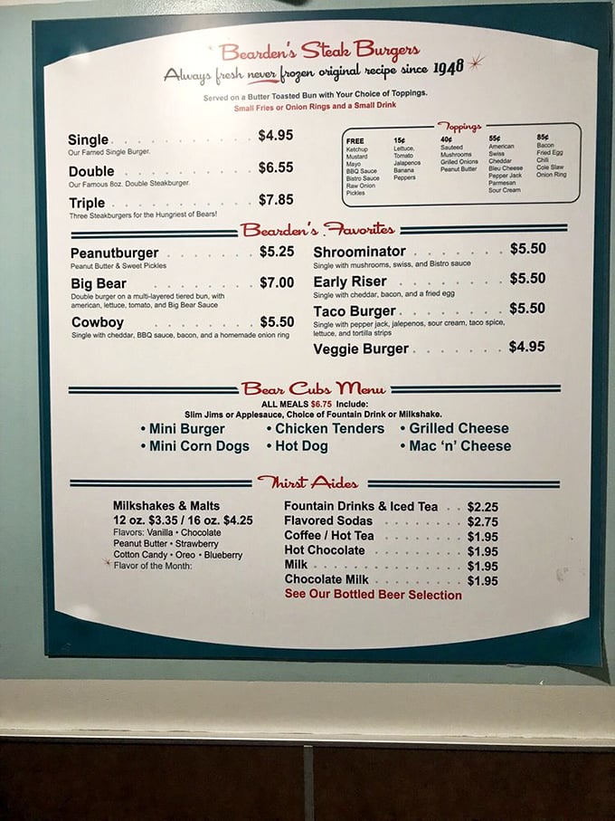 Menu decisions tougher than choosing a Netflix show. Bearden's offerings are a delicious trip down memory lane, with prices that won't break the piggy bank.