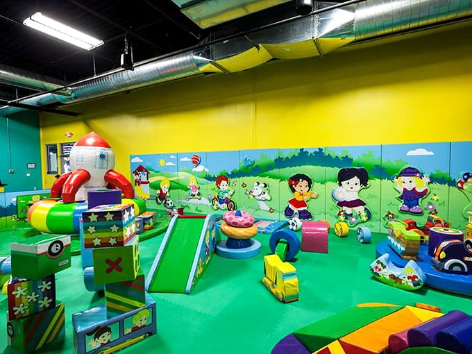 Toddler paradise or training ground for future X Games champions? This vibrant play area is where little adventurers start their journey.