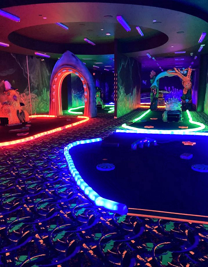 Jurassic putt-putt anyone? This glow-in-the-dark mini-golf course is where prehistoric meets futuristic for a hole-in-one good time.