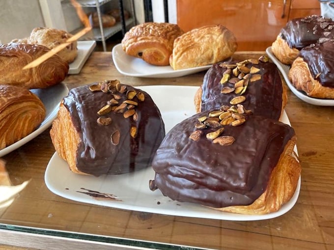 Chocolate-covered croissants: Proof that sometimes, the best things in life come in flaky, cocoa-dusted packages.