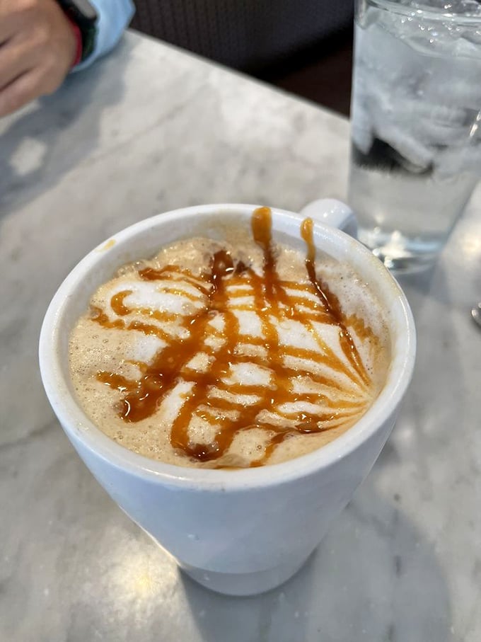 Caramel macchiato artistry: Where coffee meets dessert in a mug, creating a masterpiece worthy of the Louvre.