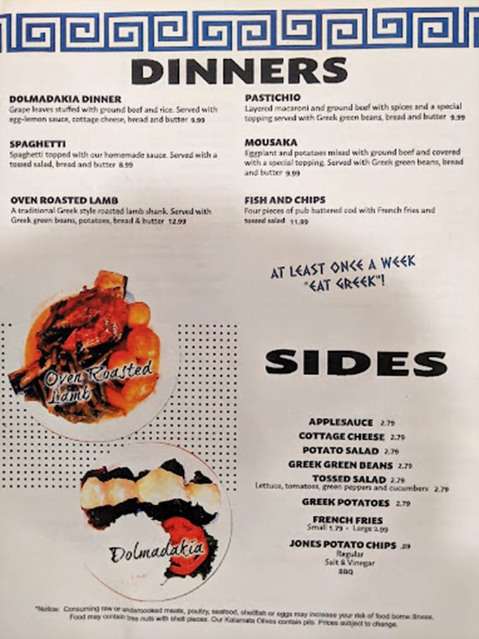 Decisions, decisions! This menu is like a greatest hits album of Greek cuisine. Pro tip: 