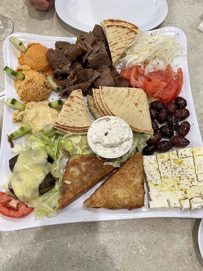 Opa! This combination platter is like the Avengers of Greek cuisine – a superhero team of flavors ready to save your appetite.