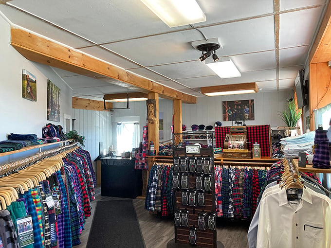 Plaid as far as the eye can see! It's like walking into a lumberjack's dream closet, minus the sawdust and with 100% more comfort.