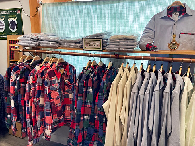 Shirt heaven or plaid paradise? Why not both! This display is like a box of chocolates - impossible to choose just one favorite.