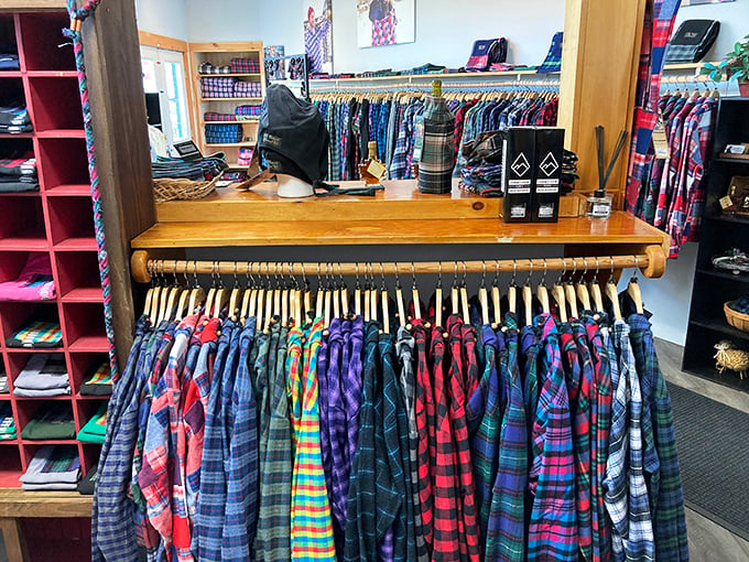 Flannel for days! These racks are so full of cozy options, you might need to rent a U-Haul for your haul.