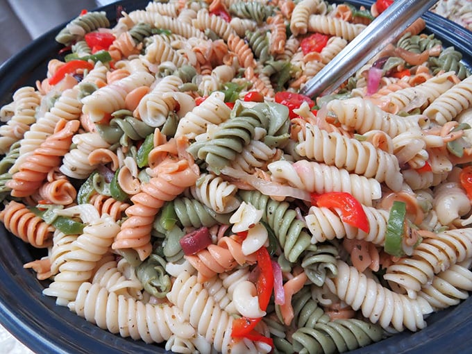 A pasta salad that's having more fun than you are. This colorful concoction is like a party in a bowl.