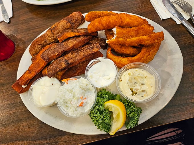 The fish fry that launched a thousand ships... or at least a fleet of happy diners. Crispy, golden, and ready for its close-up!