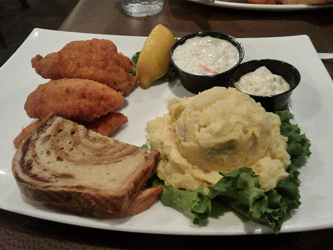 Lake-to-plate perfection! This fried perch is so fresh, it might just swim off your fork if you're not quick enough.