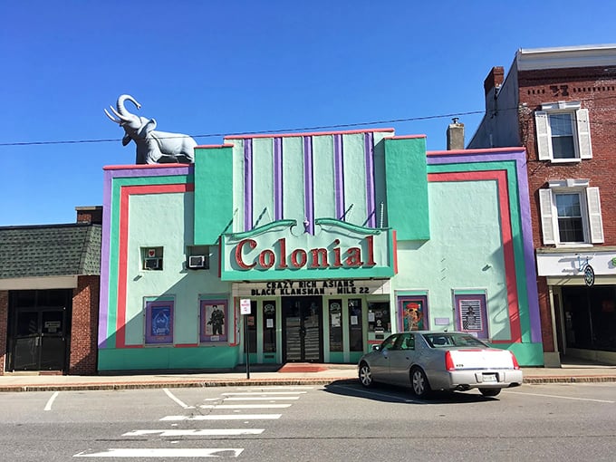 The Colonial Theater's mint-green facade and retro signage prove some things, like great entertainment, never go out of style. Photo credit: AyeRight YaBe