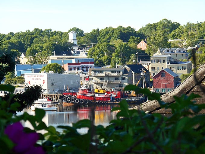 The Weathervane sign stands proud against the harbor backdrop, reminding everyone what Maine is really about: lobster. Photo credit: @Mary2332014