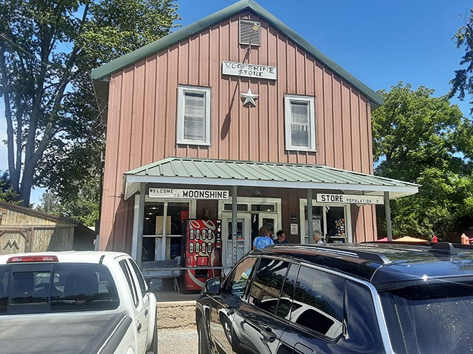 Pink paradise in the prairie! This charming general store serves up slices of Americana alongside their famous Moonburgers.