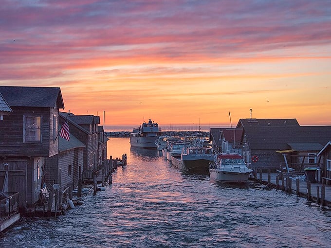 Leland's Fishtown: Where weathered shanties tell tales taller than a fisherman's "one that got away" story. Photo credit: Wikipedia