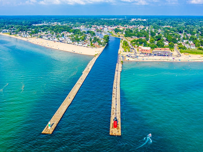 South Haven's pier – the perfect runway for sunsets that'll make your heart soar. Photo credit: South Haven