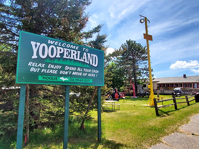 Yooper madness in full swing! From giant chainsaws to moose-themed everything, it's the UP distilled into one gloriously quirky attraction.