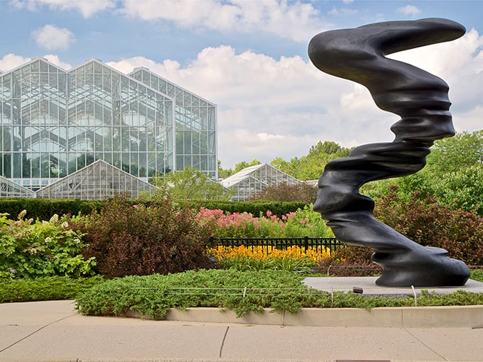 Twisted metal or nature's dance partner? This sculpture at Frederik Meijer Gardens looks ready to tango with the clouds!