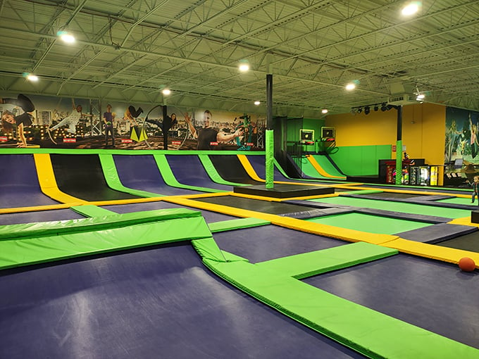 Dive into a sea of springy joy – Get Air's colorful trampolines are calling your name.