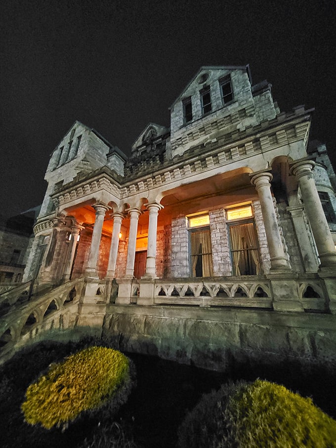 Moonlit majesty: The reformatory's towering silhouette is a haunting reminder of its storied past.