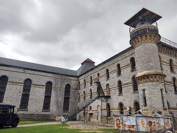 Gothic grandeur meets prison grit: This imposing structure could give Hogwarts a run for its money in the spook department.