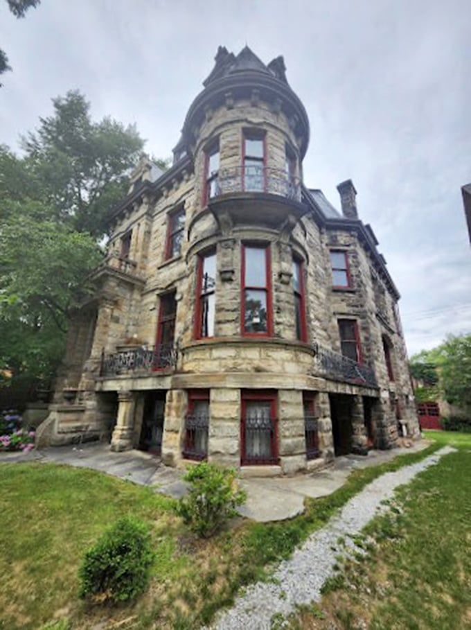 Turrets and terrors: Franklin Castle's imposing silhouette is a stark reminder of Cleveland's ghostly secrets.