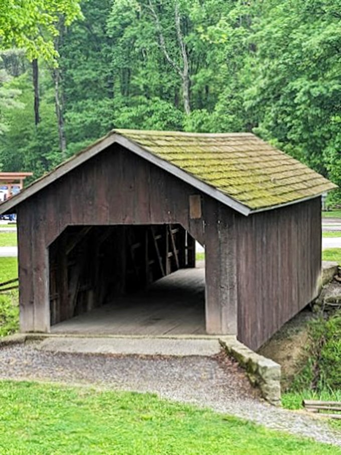 Pastoral by day, paranormal by night: This quaint covered bridge hides secrets darker than its weathered wood.