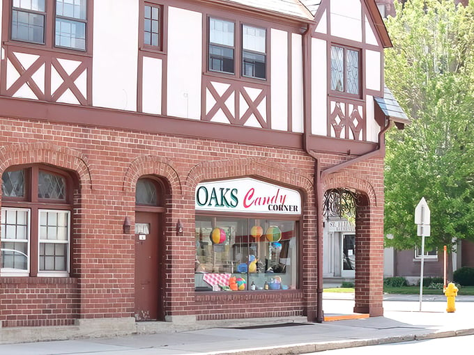 Tudor-style temptation! Oaks Candy Corner's fairytale facade houses a world of confectionery magic that would make even Hansel and Gretel jealous.