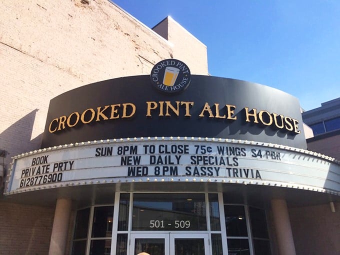 Crooked by name, straight-up delicious by nature. This ale house sign promises a plot twist your taste buds won't see coming!