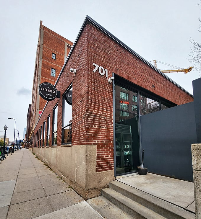 Windows of opportunity… for amazing eats! The Freehouse's facade is like a lookout tower for flavor seekers.