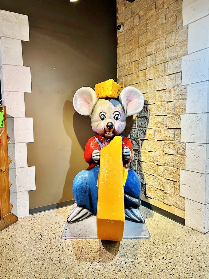 Even the mice here are made of cheese! This little guy's living his best life, surrounded by his favorite food. 