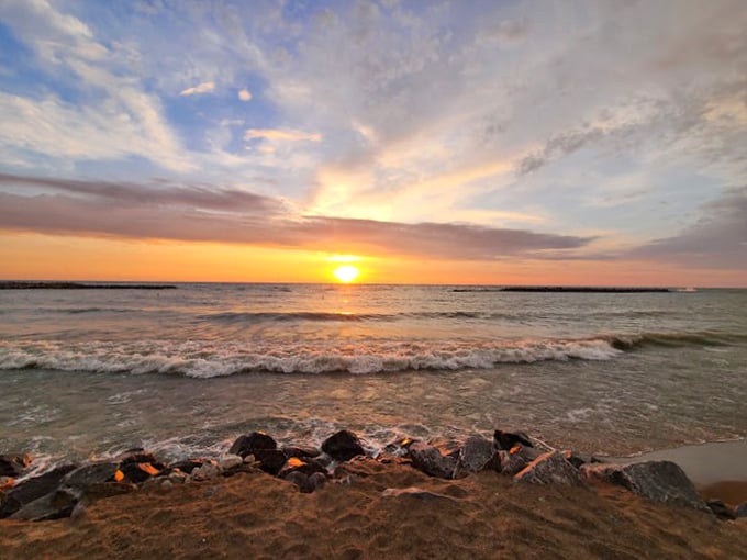 Mother Nature's light show: Lake Michigan serves up a sunset so stunning, it puts Hollywood special effects to shame.