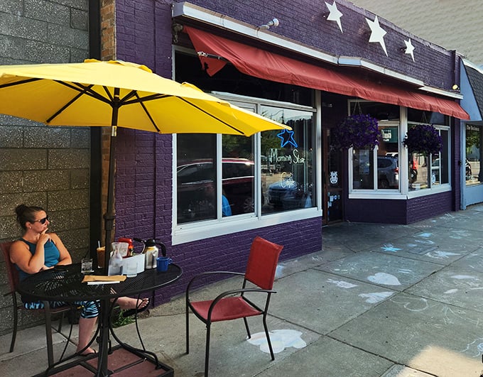 Al fresco feast under a canary-yellow umbrella. Because vitamin D makes everything taste better.