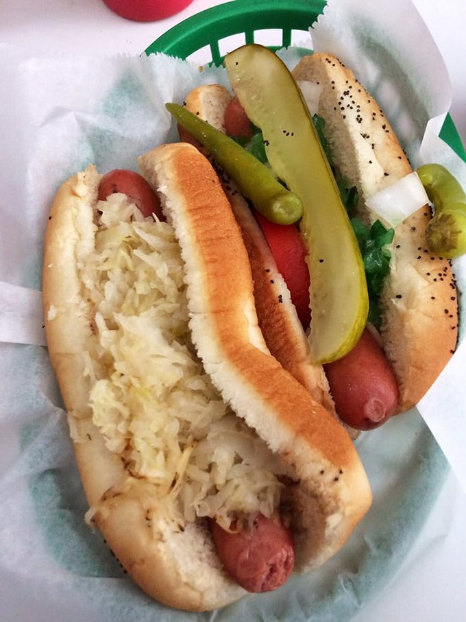 A tale of two cities on a bun! These Chicago and Warsaw dogs are like a delicious United Nations summit in your mouth.