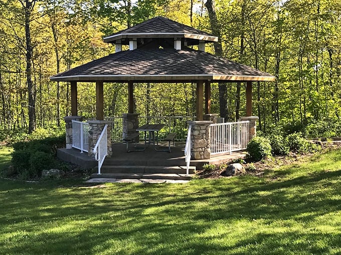 Who needs a fancy resort when you've got this charming gazebo? It's the perfect spot for a picnic or impromptu Shakespeare performance.