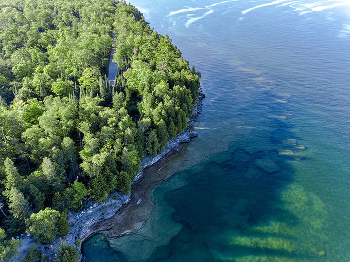 Bird's eye beauty that'll leave you speechless. If drones could whistle, this view would have them serenading the shoreline.