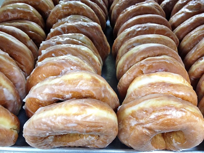 Glazed and confused? Not these donuts! They're lined up like sweet soldiers, ready to march straight into your heart (and stomach). 