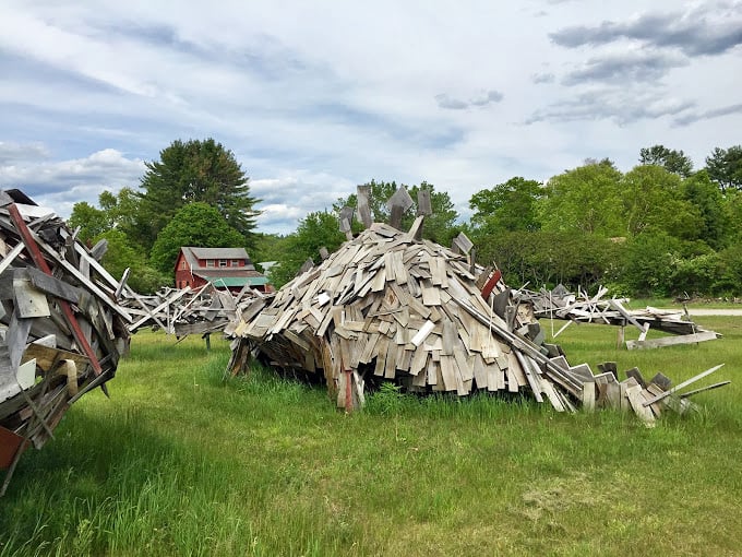 Up close and personal with Vermontasaurus! It's like a wooden Godzilla decided to take a nap in the countryside. Roar-some!