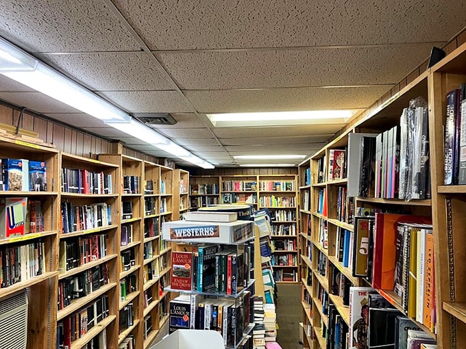 A rainbow of reading awaits! These meticulously arranged books are more tempting than a perfectly plated dessert cart.