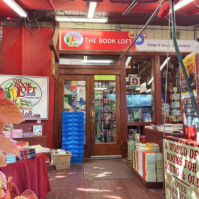 Step into a world of words! The Book Loft's entrance is as inviting as the smell of freshly baked cookies wafting from grandma's kitchen.