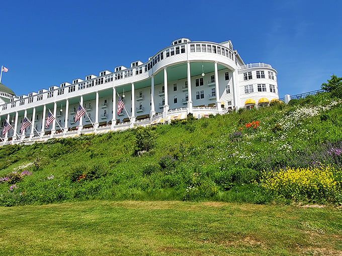 The Grand Hotel: Where porch dreams come true! Mackinac Island's crown jewel is like a Victorian postcard sprung to life.